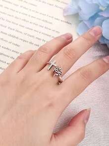 1pc Vintage Heart Cross Sacred Heart Religious Pendant, Protective Gift Suitable For Women Everyday Wear, Halloween Gift - 銀色 - 查看 2