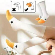Cartoon Goose Head Crew Socks, Unisex Versatile Casual Socks For Indoor, Outdoor, And Performance Wear