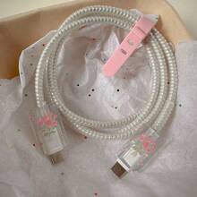 5pcs/Set Wine Red Heart-Shaped Protective Case Compatible With Apple 18-20W Charger, Data Cable Protector Nan Charger Accessories Phone Accessories - Multicolor - View 3