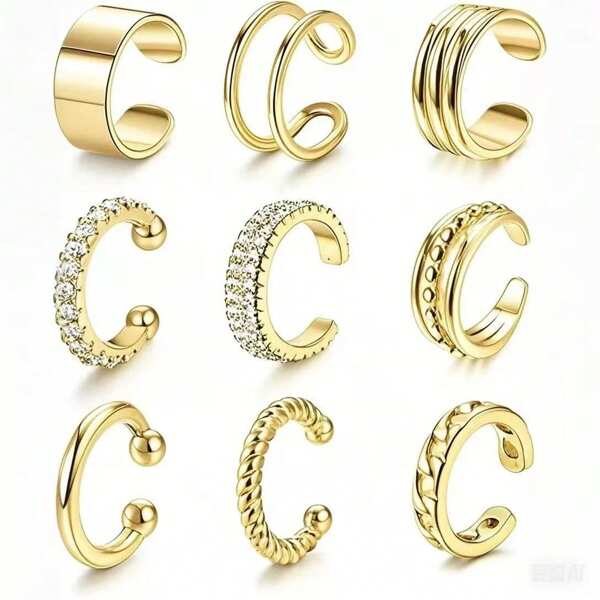 2 buc Cercei cu clips decorativi cu frunze de argint, cercei la modă cu strat dublu, stil manșetă pentru urechi, cadou pentru femei