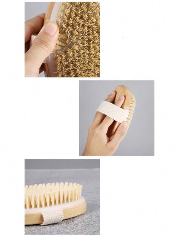 1/2 piezas Cepillo corporal de cerdas naturales para cepillado en seco, cepillo exfoliante corporal, cepillo anti-celulitis para todo el Body, mejora la salud de la piel y reduce el acné