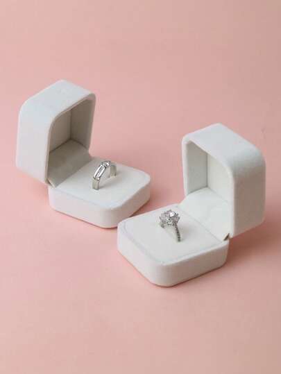 1pc White Flocked Jewelry Box, Ring Box, Flocked Jewelry Storage Box, Earring Box, Gift Packaging, Flocked Ring Box, Proposal Gift Packaging