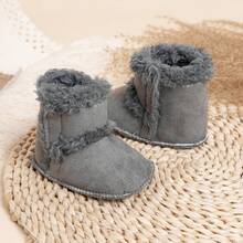 Minimalist Solid Color Infant Warm Boots, Casual Outdoor Comfortable Autumn/Winter