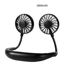 Ventilador de verano portátil, ventilador refrigerado, ventilador de cuello con manos libres, ventilador colgante recargable por USB de 1200 mAh, mini ventilador deportivo con 3 velocidades ajustables, ventilador doble para el hogar y la oficina