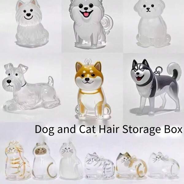 Chaveiro cápsula de acrílico transparente em formato de cachorro Pet HairKeeper - Colecionador de pelos de animais portátil, pingente de lembrança kawaii para amantes de animais de estimação, mochila para escola