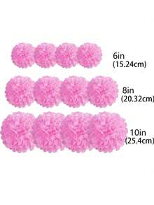 12pcs Valentine's Day Party Decoration Paper Flower Balls, Pink Paper Flower Balls, Birthday Party Backdrop Decor Pom Poms, Suitable For Valentine's Day, Birthday, Festival Decor, Anniversary, Wedding Decoration