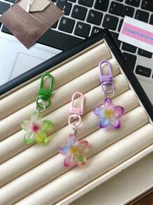 3pcs/6pcs Fashionable Colorful Transparent Flower Shaped Keychain, Suitable As Gift For Bags, Wallets, Friends, Parties Backpack For School