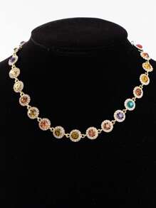 1 pieza Elegante collar de mujer con adornos de strass y circonita, versátil, lujoso y fashionable, adecuado para uso diario, fiestas y ceremonias; puede ser un regalo para familiares, esposa o novia en cumpleaños, aniversarios u otras ocasiones