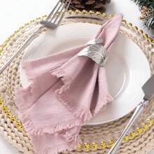 Handmade Cloth Napkins 17x17 Inch Napkins With Tassel Rustic Bulk Dinner Napkins For Wedding Party Baby Shower Holiday Decoration