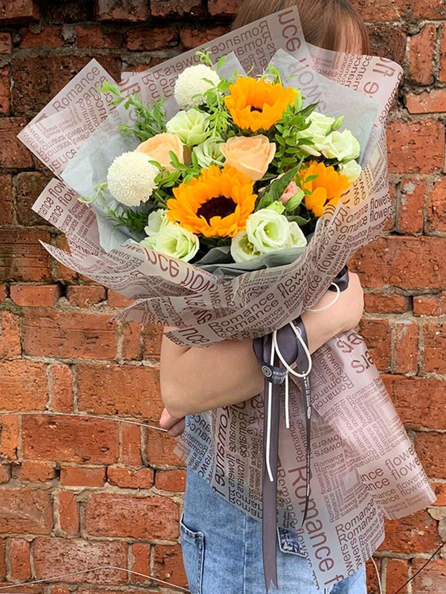 20 Stücke/Packung Transparentes mattiertes Geschenkpapier mit englischem Blumenmuster, Bouquet Geschenkverpackungspapier, Material für Blumenarrangements