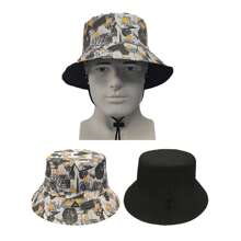 1pc Reversible Graffiti Print Street Style Bucket Hat, Polyester Fabric, Windproof & Decorative, Unisex, Suitable For Spring, Summer, Autumn