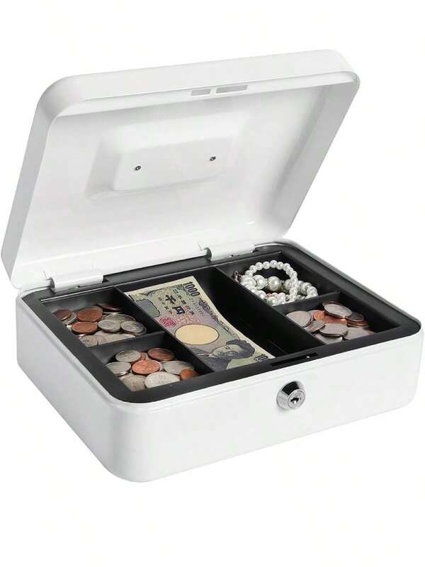 手提げ金庫 キャッシュメイト キーロック式 貯金箱 会計 オフィス ミニ金庫 収納ボックス スチール製 家庭用 防犯 事務用品