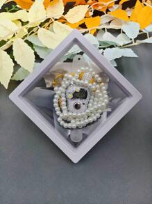1 set 2 pezzi Contatore di anelli con strass (funzione di reset, dimensione regolabile) + 99 pezzi Rosario da 6 mm, confezione regalo in scatola trasparente, disponibile in vari colori (per pregare, cantare, contare le attività, regalo per le feste)