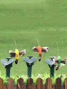 6pcs Creative Simulated Solar Hummingbird Garden Decoration Stakes, Outdoor Decoration Ground Plugs, Solar Power Supply, Energy Saving, No Battery, Can Be Powered By No. 7 Batteries, Electric Hummingbird Decoration, Suitable For Landscape Decoration Of Gardens, Terraces, Manors, And Flower Beds