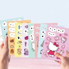 Sanrio 8 fogli di adesivi puzzle dei cartoni animati Sanrio, Hello Kitty kawaii, giochi di assemblaggio volto, puzzle, regalo per bambini