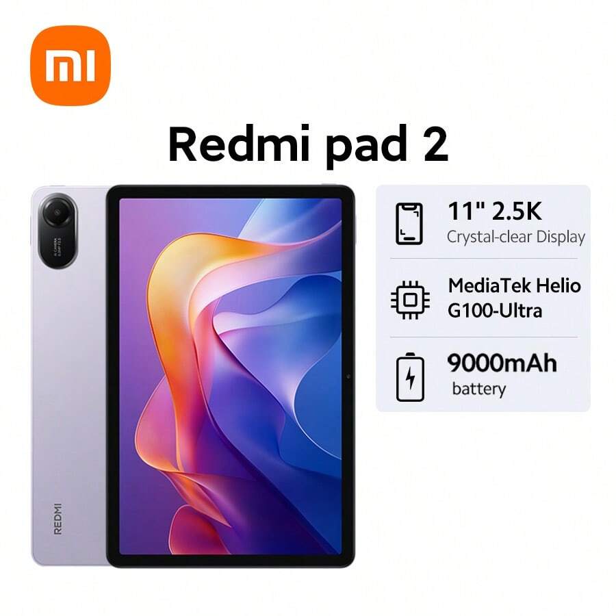 Xiaomi Redmi Pad 2 全球版平板电脑 11 英寸 2.5K 晶晰显示屏 9000mAh(典型值)大容量电池 先进的 Helio G100-Ultra 6nm 制造工艺 四扬声器带来沉浸式音效 支持可扩展存储:高达 2TB 高达 90Hz 的刷新率 - 紫色 - 查看 1