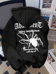 1-Piece Teen Girl Gothic Spider Printed Long-Sleeve Lightweight Hoodie, Soft Fabric Summer-Fall Beach Casual Wear - Black - View 2