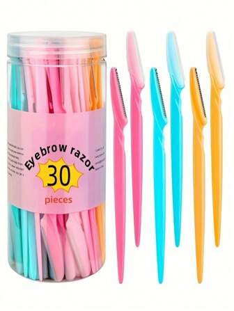25套不锈钢眉毛钳、避孕套、长柄剪刀、眉毛钳、美容工具、用于塑造和修剪眉毛、去角质和去角质工具、比基尼区域、剃刀、精密去角质工具眉毛钳（随机颜色）