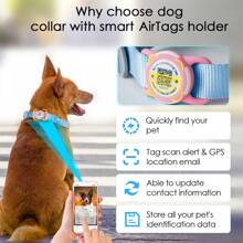 ThinkPet 1 pieza Collar inteligente de identificación para perros con etiqueta de identificación de mascota y función de recuperación - esencial para recuperar artículos perdidos, escanea el código QR del producto para hacer una llamada telefónica al propietario; Accesorios para perros, suministros para cachorros, collar para perros con funda protectora para AirTag