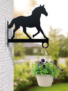 [Heavy-Duty Metal Plant Hanger] Heavy-Duty Metal Horse Silhouette Wall-Mounted Plant Hanger | Contemporary Outdoor Decor For Flower Pots, Lanterns, Bird Feeders & Wind Chimes | Easy Installation With Included Hardware, Horse Decor
