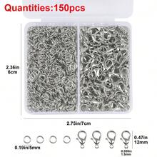 150pcs/Box DIY Jewelry Clasp Set, Includes 50pcs Lobster Clasps And 100pcs Jump Rings, Suitable For Jewelry Making, Handmade Beading Connectors, Necklace Opener Rings, Bracelet & Anklet Connectors, Earring Hanging Connectors, Open Jump Rings, Phone Strap & Keychain Making Supplies - DIY - View 7