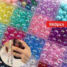 1920/960 件 8 毫米/0.315 英寸混色 AB 圆形亚克力散珠，用于制作珠宝 DIY 手链、项链、耳环 - 独特的礼物创意，珠宝珠子 - 彩色 - 查看 10