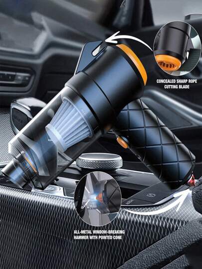 In Mini Version Stofzuiger Cleaner, High Power, Super Suction Emergency Functions: Seat Belt Cutting Blade, Pointed Cone To Break Windows; Rechargeable Lithium Battery Ultra Life Portable Must Have Holidays, Travels, Cleaners Dust Collection Vacuuming, Inflation Other Functions,Product Dimensions: Length: 16cm/6.3in Height: 17cm/6.7in view 2