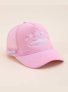 1pc Y2K Style Women's Embroidered 5-Pointed Star Sponge Drawstring Mesh Baseball Cap, Adjustable, Casual Outdoor Sun Hat For Spring/Autumn Travel, Beach, Suitable For Men Y2K Fashion Youth Cap