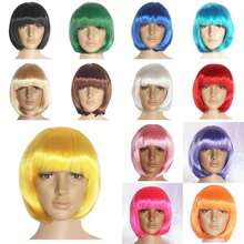 Short Bob Hair Wigs Synthetic Fiber For Party Costume Halloween Men/Women 14Colors Optional