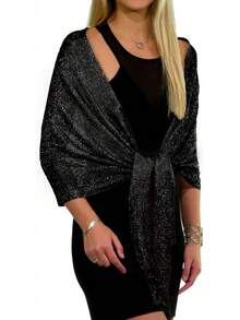 Evening Shawls And Wraps, Metallic Glitter Women's Shawls, Sparkling Wedding Shawl - Xanh nước biển1 - Xem 6