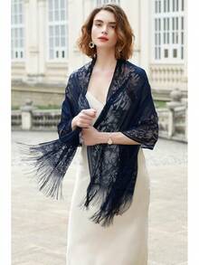 RIIQIICHY Shawls And Wraps For Evening Dresses Scarfs For Women Pashmina Wedding Formal Shawlhalloween - Navy-1 - View 10