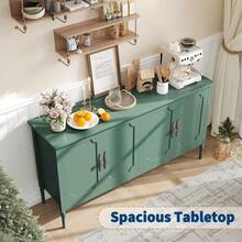 CuisinSmart Storage Cabinet With 4 Doors 59" Large Sideboard Buffet Cabinet With Adjustable Shelves Wood Coffee Bar Cabinet For Living Dining Room Kitchen - Green - View 7
