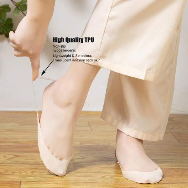 1/4/8 Pairs Women's Multi-Color Sponge Pad Boat Socks, Anti-Slip Invisible Thin Liner Socks For High Heels, Spring Summer Shallow Mouth Socks