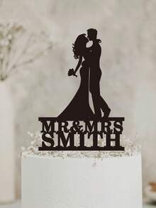 Personalized Wedding Family Cake Topper Customed Mr & Mrs Couple Family Silhouette Anniversary Topper - Multicolor - View 15