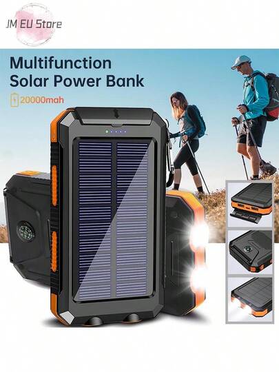 LIPETY Powerbank adatto per vacanze estive, attività all'aperto, campeggio e ricarica di emergenza per dispositivi mobili, alimentato a energia solare