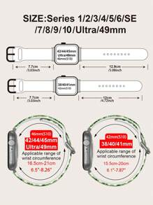 1 pieza Pulsera de repuesto suave y elástica con patrón de flor blanca sobre fondo verde, transpirable, compatible con Samsung, Garmin, Honor smartwatches, 38mm 40mm 41mm 45mm 44mm 42mm 49mm. Correa de silicona elegante y casual, compatible con Ultra SE/10/9/8/7/6/5/4/3/2/1