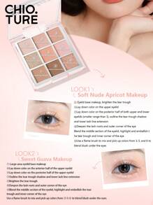 CHIOTURE 9色多功能眼影盘持久不脱妆珠光闪光章多色眼影学生实惠，非常适合万圣节和晚间活动