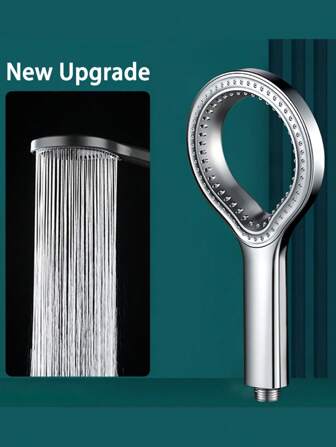 无软管1塑料材质环高压淋浴喷头，新款家用沐浴镂空淋浴喷头雨淋式加压淋浴器，手持花洒喷头，黑色/银色/灰色淋浴沐浴喷头，浴室用品，浴室配件，浴缸，浴室配件