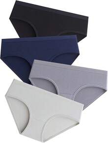 Domee Teen Girls Cotton Underwear Panties Briefs Pack Of 8 Underpants - Solid Color - View 6