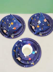 10pcs/20pcs/50pcs Outer Space Theme Birthday Party Decorations Supplies Galaxy Party Tableware Set Includes Paper Plates Napkin Cup Galaxy Space Astronauts Theme Party Decorations For Babe Shower Birthday Party