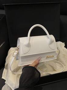 1pc Women's High-Quality Flap Large Capacity Square Handbag, Suitable For Shopping, Dating,  Shoulder Bag With Removable, Adjustable Strap, - White - View 6