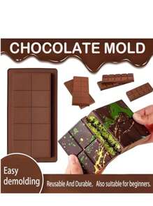 1 conjunto 2 peças Molde de Chocolate, Bandeja de Moldagem de Bloco de Chocolate de Silicone, Molde de Fabricação de Bloco de Chocolate de Dubai