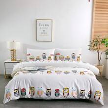 Printed Microfiber Bedding Set With Flat Sheet, Bedspread, And 1/2 Pillowcases, Available In Sizes 90*200 (Single), 135*200 (Double), 150*200 (Queen), And 180*200 (King). Suitable For Bedrooms, Student Residences, And Rented Apartments, It's Ideal For Students, Couples, And Families With Different Sleep Needs. - 小鳥 - 查看 1