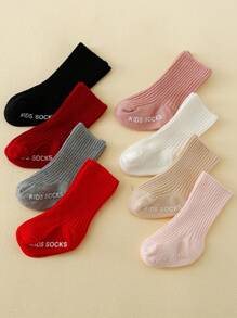 8Pairs Classic Simple Design Baby Crew Socks, Anti-Slip Dotted Sole Indoor Floor Socks, Suitable For 0-3 Years Old Boys And Girls, Newborns, Daily Wear