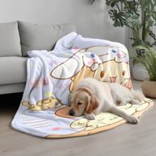 Sanrio Mehrfarbige Jellybean Corgi Hund Anime Decke - Gestrickte Polyester Fleece, modernes digitales Druckbild, Cartoon Thema, Sanrio Kitty Merchandise, gemütliche Ganzjahres Heim Dekor Tagesdecke, maschinenwaschbar
