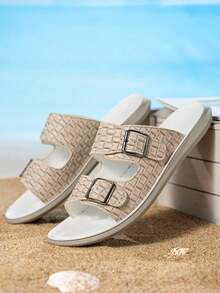 Giày sandal hai quai cổ điển dành cho nam có đế giày dày, hỗ trợ nâng đỡ, dễ dàng xỏ vào trong nhà và đi ngoài trời, thoải mái cả ngày và phù hợp để mặc thường ngày. - trắng - Xem 6