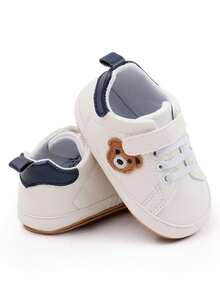 1 Pair Baby Shoes, Cute Cartoon Bear Design, Suitable For Indoor And Outdoor Non-Slip Toddler, Soft Flat Shoes - Blue - View 2