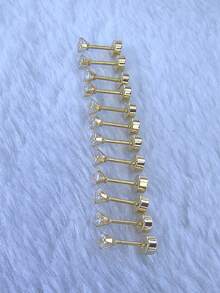 6 对/套女士男士软骨耳环耳钉手术钢平背耳环套装，3 毫米圆形 CZ 螺丝背耳钉，适用于软骨螺丝穿孔珠宝