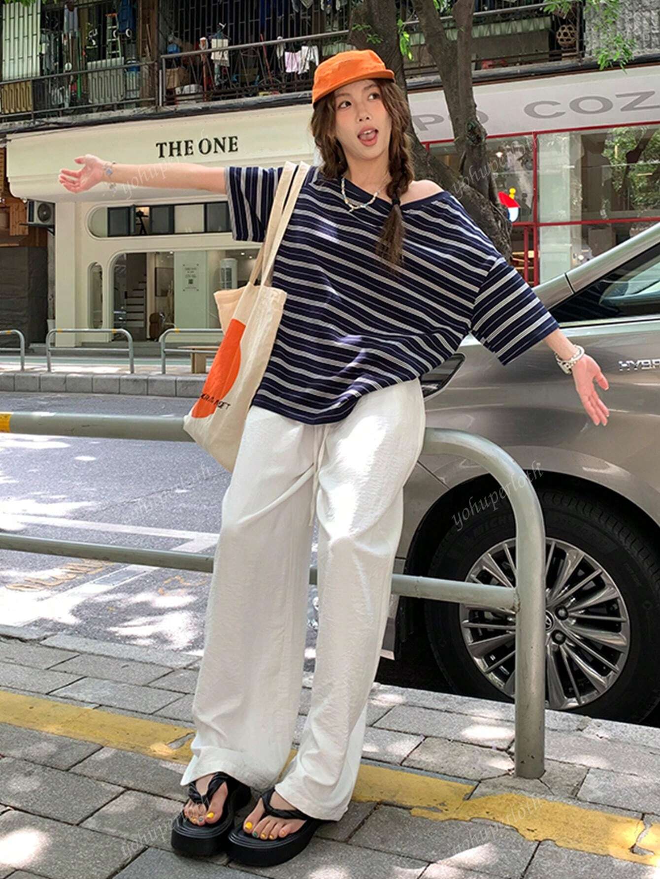 F14 STYLE Retro Stripe Asymmetric Tee image