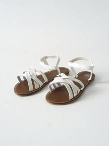 Tropiscape Casual Solid Color Round Toe Fashionable Versatile Criss-Cross Strap Women Flat Sandals, Summer New Comfortable Casual Lightweight Open Toe Sandals For Outdoor Wear Autumn Winter Gifts